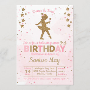 Ballerina Princess Gnistra Birthday Investigation Inbjudningar