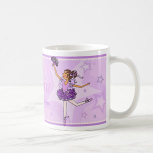 Ballerina princess lila och mörk hårflicka mugg