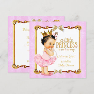 Ballerina Prinsessa Baby Shower Rosa Guld Brunett Inbjudningar