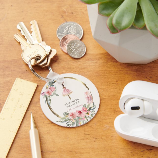 ballerina prinsessa blommigt  födelsedagskalkedja nyckelring (Skrivbord)