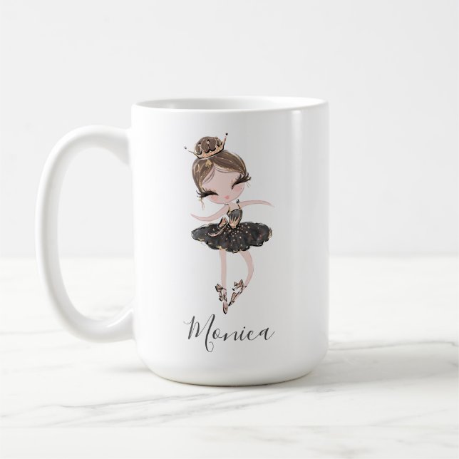 Ballerina Prinsessa Flicka Anpassat Namn Balett Gå Kaffemugg (Vänster)