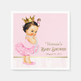 Ballerina Prinsessa Rosa Guld Bebis Shower Pappersservett
