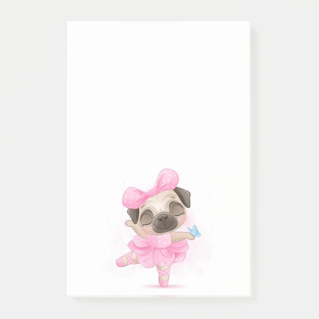 Ballerina Pug Post-it Block (Framsida)