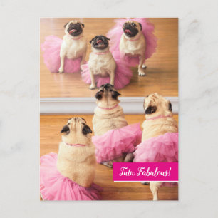 Ballerina Pugs in Tutus Inbjudan Vykort