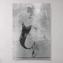 Ballerina Red Hair Woman Body Silver Black Grått