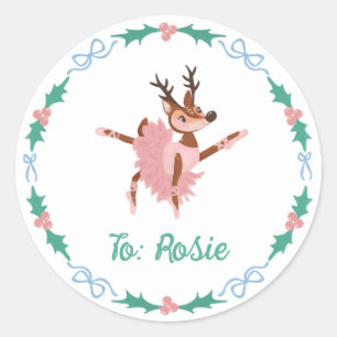 Ballerina Reindeer och Bows-jul Runt Klistermärke
