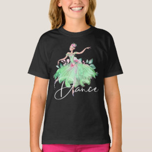 Ballerina ro balettklänningsflickor DANCE grönt T Shirt