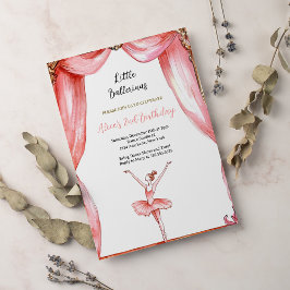 Ballerina Rosa Ballet Dancer Girl Second Birthday Inbjudningar