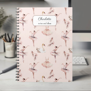 Ballerina Rosa Ballet Shoes Personlig Namn Anteckningsbok