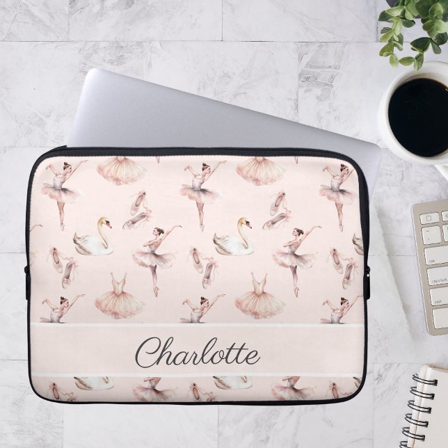 Ballerina Rosa Ballet Shoes Personlig Namn Laptop Fodral (Skapare uppladdad)