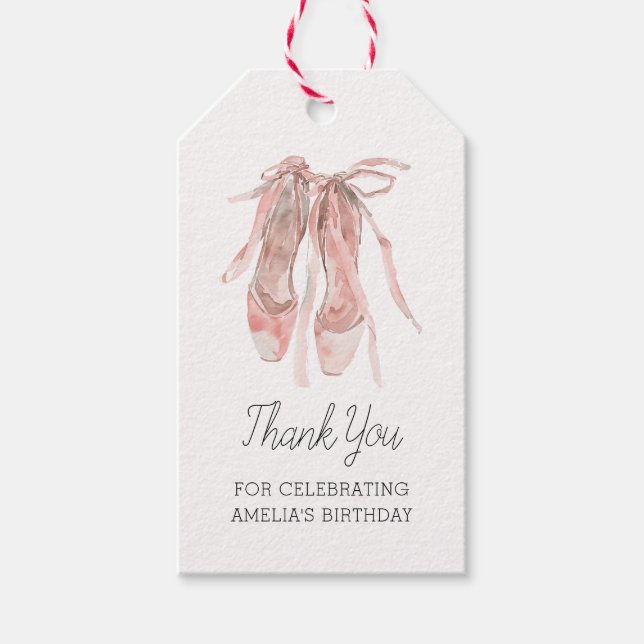 Ballerina Rosa Ballet Shoes Tack Birthday Presentetikett (Framsidan)