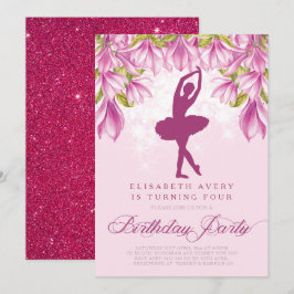 Ballerina Rosa Birthday Inbjudningar