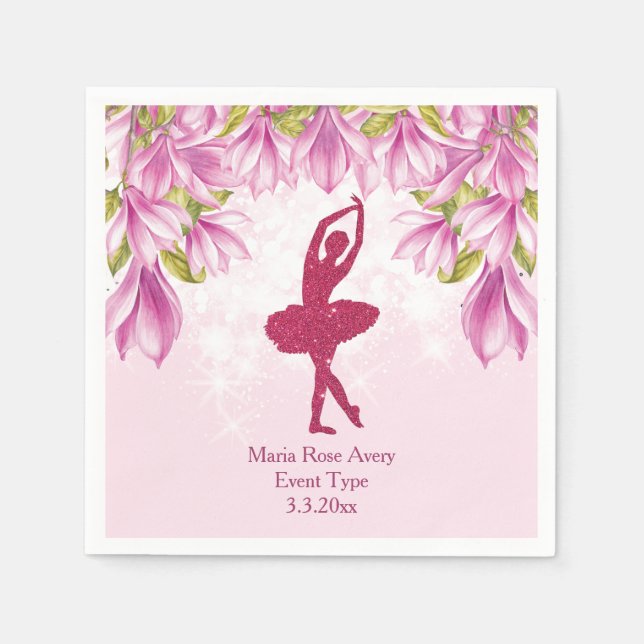 Ballerina Rosa Birthday Personlig Pappersservett (Framsidan)