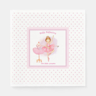 Ballerina rosa blommigt, vita polka dots-blöjor pappersservett