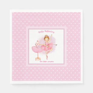 Ballerina rosa blommigt white polka dots pappersservett