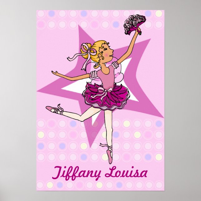 Ballerina rosa - blonde flickan "ditt namn" poster (Framsidan)