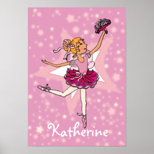 Ballerina rosa blonde hårstjärna "namn" poster