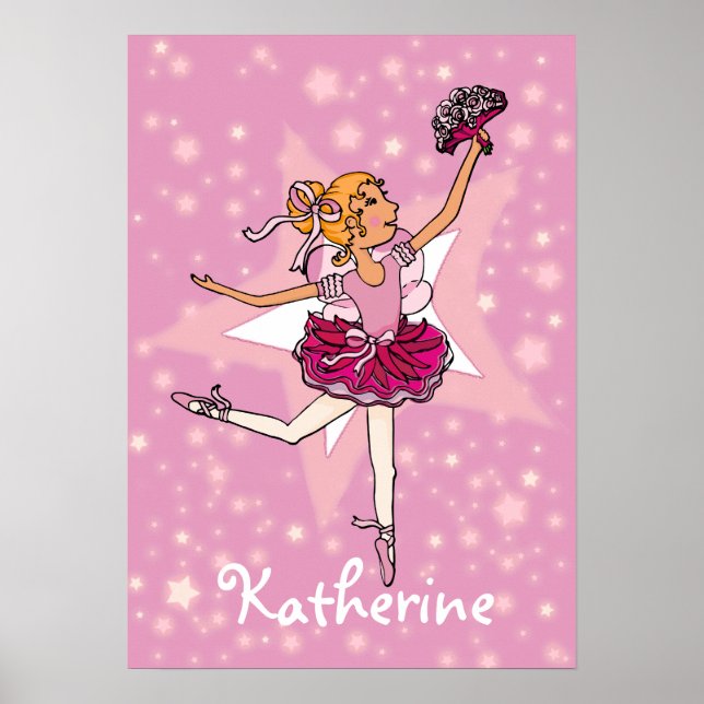 Ballerina rosa blonde hårstjärna "namn" poster (Framsidan)