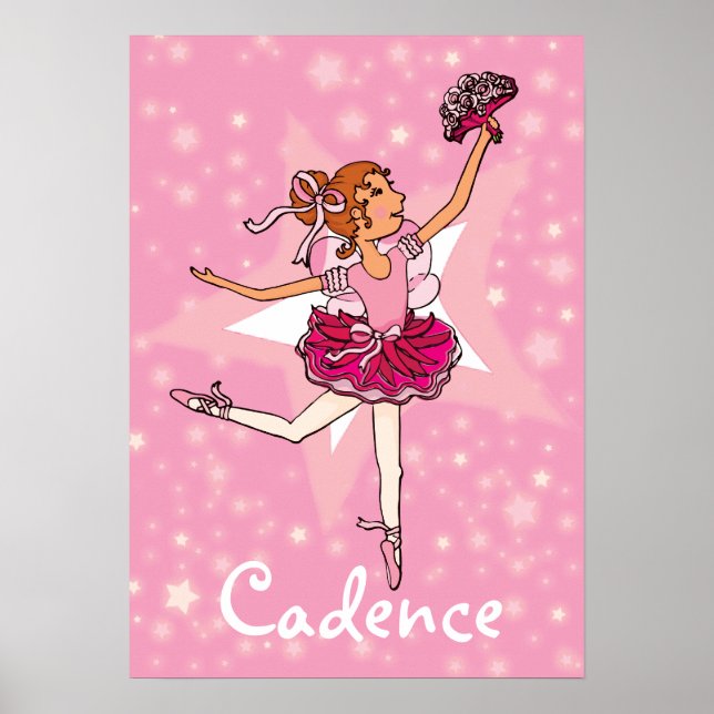 Ballerina rosa dancer Girl star "namn" poster (Framsidan)