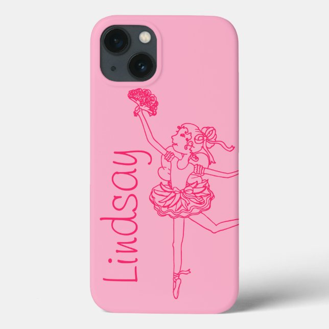 Ballerina rosa Flickor i namn personlig, ipad case (Baksida)