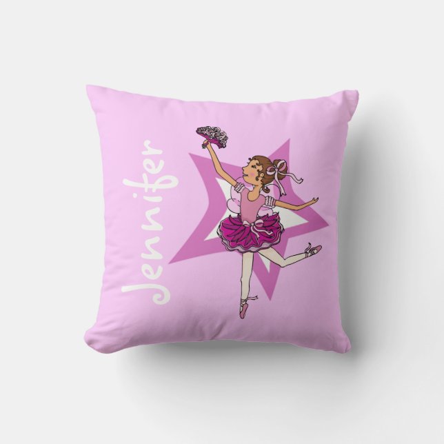 Ballerina rosa - flickornas "namn"-kudde kudde (Framsida)