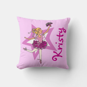 Ballerina rosa girl blonde children namn’ kudde