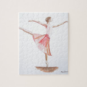 Ballerina rosa Girly, vattenfärgsdancer Girl balle Pussel