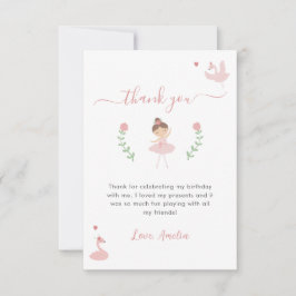 Ballerina Rosa Pastel Cute Birthday Tack Kort