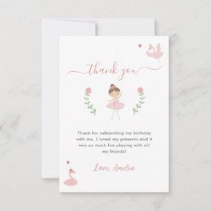 Ballerina Rosa Pastel Cute Birthday Tack Kort