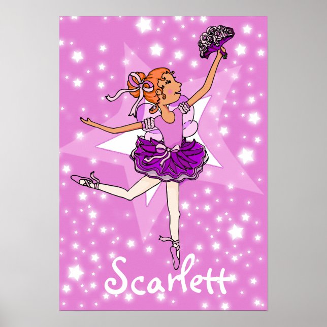 Ballerina rosa - röd hårstjärna "namn" poster (Framsidan)