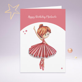 Ballerina Rosa Tutu Dancing Girl Birthday Kort