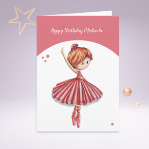 Ballerina Rosa Tutu Dancing Girl Birthday Kort