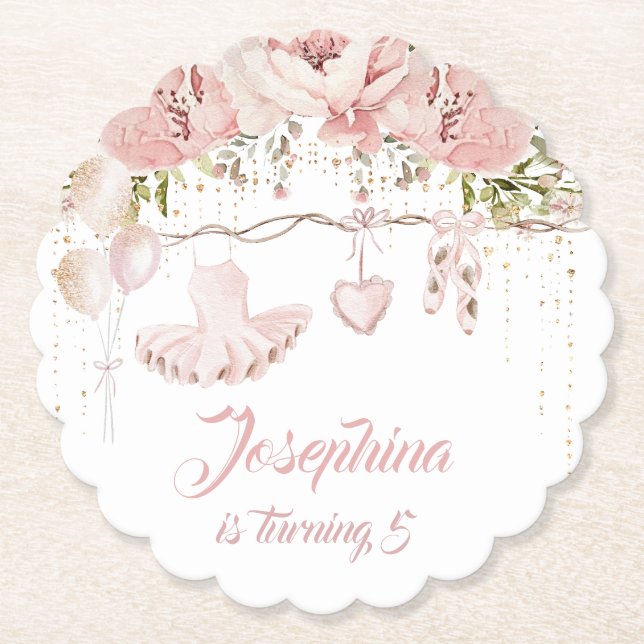 Ballerina  rosa tutu födelsedagsfest ballett underlägg papper (Framsida)