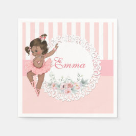 Ballerina Rosa Tutu Ränder Blommor Spets Pappersservett