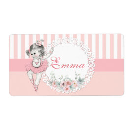 Ballerina Rosa Tutu Ränder Blommor Vattenflaska Fraktsedel