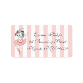 Ballerina Rosa White Rand Ballet Adressetikett