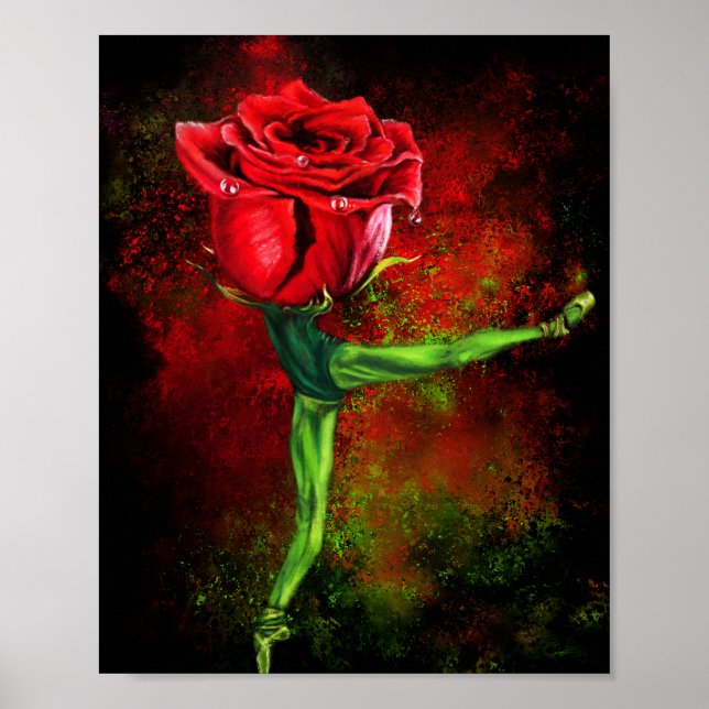 Ballerina Rose Balettdansare Affisch - Målning (Framsidan)