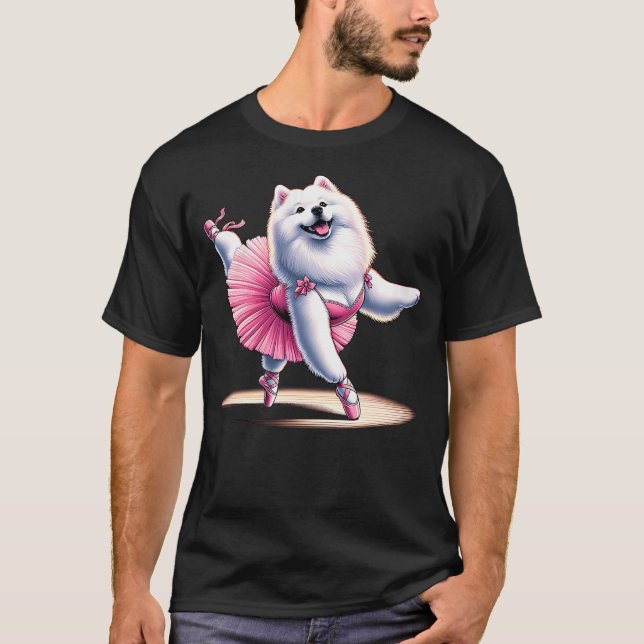 Ballerina Samoyed Dog Dancing T Shirt (Framsida)