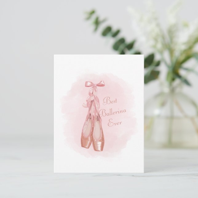 Ballerina Shoes Pastel Rosa Thmet Vykort (Stående Fram)