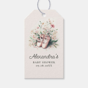 Ballerina Shoes Rosa Wildblommes Flicka Shower Presentetikett