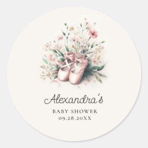 Ballerina Shoes Rosa Wildblommes Flicka Shower Runt Klistermärke