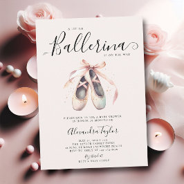 Ballerina Shower Rosa Bow Guld Flicka Inbjudningar