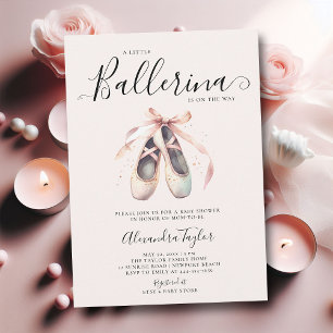 Ballerina Shower Rosa Bow Guld Flicka Inbjudningar