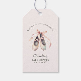 Ballerina Shower Rosa Bow Guld Flicka Presentetikett