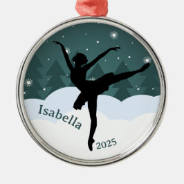 Ballerina Silhouette Arabesque Geometric Winter Julgransprydnad Metall
