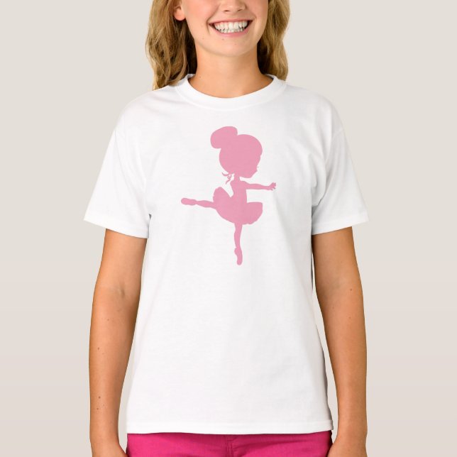 Ballerina Silhouette, Ballet Girl, Ballet Dance T Shirt (Framsida)