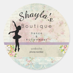Ballerina Silhouette Elegant Vintage Business Runt Klistermärke
