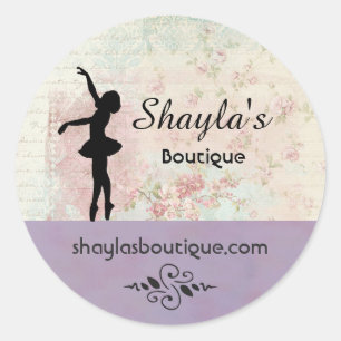 Ballerina Silhouette Elegant Vintage Business Runt Klistermärke