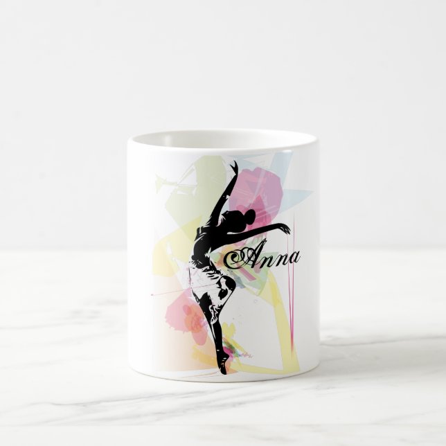 Ballerina silhouette-färgat anpassade namn kaffemugg (Center)