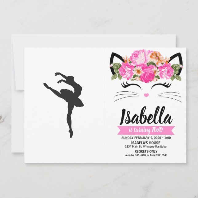 Ballerina Silhouette Inbjudningar (Framsida)